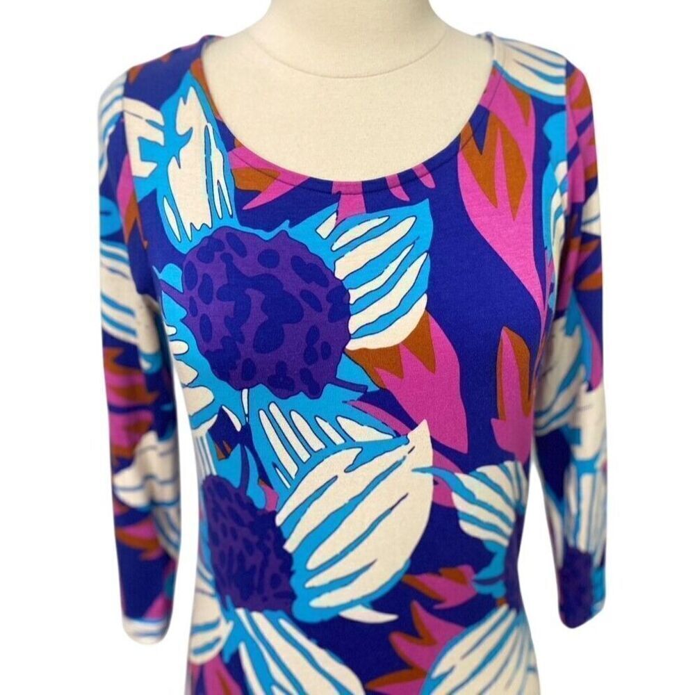 Soft Surroundings Serena Maxi Dress Nazarine Blue Multi Floral Stretchy Size XS - Picture 2 of 9